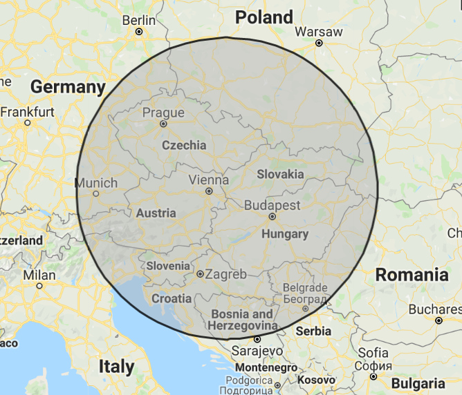 474 kilometrov od Bratislavy - mapa