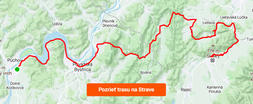 trasa MTB Púchov - Nosická priehrada - Súľov - Lietavský hrad - Rajecké Teplice 